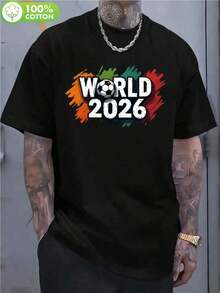 Men's 2026 World Cup Soccer Jersey - Officially Inspired Fan Apparel With Logo Print, Breathable Summer T-Shirt, Casual Short Sleeve Shirt For Events And Casual Wear (GreenRedGreyWhite) - 黑色 - 查看 6
