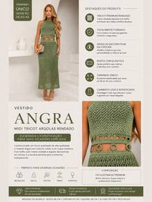 Vestido Midi Tricot Argolas Rendado Moda Praia Reveillon Elegante - Branco - Visão 9