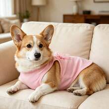 1件粉色蝴蝶結裝飾寵物防掉毛背心，適用於貓狗，透氣網眼狗背心 - 粉色 - 查看 7