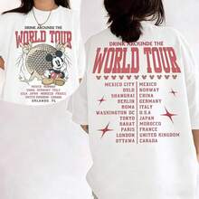 Disney  Retro Epcot World Tour 2 Sided Shirt, Drink Around The World Shirt, Epcot Disney World Shirts, Epcot Drink Around The World Tee, Disney 2026 - White - View 6