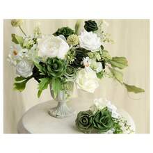 50/30 Peças Flores Artificiais com Haste, Flores de Espuma Verde Esmeralda, Rosa de Espuma Realista de 3.15 Polegadas para DIY, para Buquês de Casamento/Centros de Mesa, Cenários de Festa ao Ar Livre, Decoração de Quarto/Mesa, Jardim/Vaso, Dia dos Namorados, Halloween, Natal, Dia das Mães, Aniversário, Presentes - Verde bicolor - Visão 6