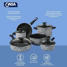 Batería De Cocina De Peltre Cinsa 10 Piezas Granito Mármol Blanco Inducción - Ver 4