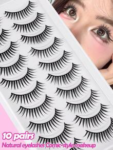 MAANGE 5/10 Cílios Postiços Naturais, Boa Respirabilidade, Cílios Pretos em Formato de U, Mesmo Estilo dos Grupos de Garotas Japonesas e Coreanas, Cílios Postiços Naturais Curtos, Cílios Postiços Finos e Longos de 11mm, Raiz Transparente, Cílios Postiços de Energia Dinâmica - Multicolorido - Visão 8