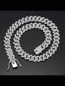 1pc Hip-Hop Bling Bling Cuban Link Chain Necklace For Men, Unique Design Choker Necklace, Suitable For Music Festival, Daily Wear, Party, Available In Multiple Sizes - Multicolor - View 14