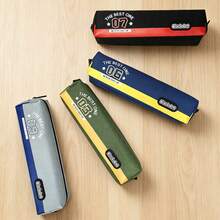 1pc Fashion Striped Pencil Case, Best Print Zipper Pencil Pouch, Large Capacity Student Stationery Storage Box, Back To School Supplies, 4 Colors Available - Multicolor - View 5
