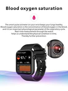 1 pieza Reloj inteligente unisex para monitoreo de frecuencia cardíaca y llamadas, compatible con Android e iOS - Negro - Ver 4