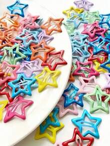 10/100 Pcs/Set Y2K Colorful Oil Drip Five-Pointed Star Hair Clips, Rich In Colors To Meet Diverse Matching Needs, Adding Cuteness And Vibrancy To Hairstyles - Suitable For Girls And Ladies, For Daily School, Weekend Outings, Birthday Parties, Easily Enhancing Your Look And Creating A Sweet And Cute Image,Festival,Party, Claw Clips - Multicolor - View 7