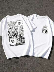 Otaku-Style Double-Sided Printed Anime T-Shirt With The "MY ONLY LORD IS ME! ​ ​ MY ONLY GOD IS ME!! "Design. Made Of Pure Cotton, This Men's T-Shirt Is A Perfect Gift For Anime Fans And Manga Enthusiasts. A Gothic Y2K Streetwear Piece, It's Fashionable, Versatile, And Perfect For Summer Casual Everyday Wear With Anime Aesthetics. Vintage Street Style Unisex Loose Cotton Short Sleeve Crew Neck T-Shirt, T-Shirts For Men, Streetwear, Summer, Men Women T-Shirt Print Tee - trắng - Xem 6
