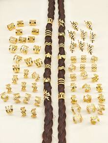 70 pièces Chouchous à fleurs de prunier vintage - Clips à cheveux de style bohème à la mode pour femmes et filles - Accessoires de coiffure pour styliste, décorations de cheveux tressés, festivals, fêtes - Doré - Voir 5
