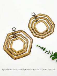 Bộ khung thêu hình lục giác/bát giác giả vân gỗ, khung nhựa kiểu cổ điển với khóa cài bằng đồng cổ, thích hợp cho thêu, thêu chữ thập, thêu kim, trang trí tường, quà tặng ngày lễ và nhiều hơn nữa. - Khung thêu cổ - Xem 2