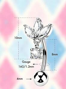 Khuyên tai Rook, khuyên xỏ lông mày bằng thép không gỉ 316L mạ vàng 16G, khuyên môi ren 8mm - Mặt dây chuyền hình hoa - Xem 8