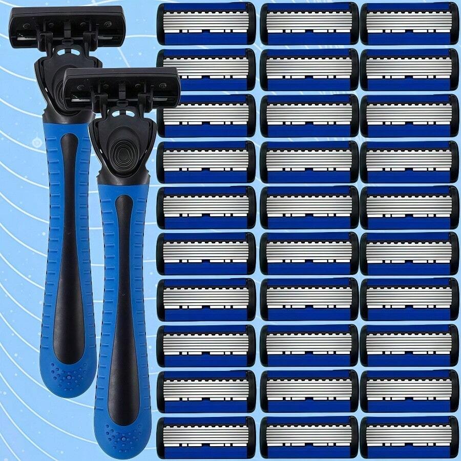Set Pisau Cukur 6 Lapis Klasik untuk Pria: Kit Pencukur Bulu Manual dengan Pegangan Anti Selip dan Dapat Dicuci serta Mata Pisau untuk Pencukuran Halus, Bersih, dan Rapi – Sempurna untuk Perawatan Sehari-hari dalam 10 Situasi, Alat Penting untuk Pria