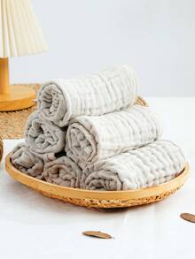 Bộ 6 khăn muslin lau miệng cho bé, kích thước lớn 20''x11'', siêu mềm và thấm hút tốt - Màu trắng/hồng/xanh đậm - Nhiều màu - Xem 10
