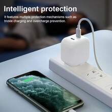 KFLY 20W Dual Type-C Foldable Fast Charger, 2-Port USB-C Power Adapter, Compatible With IPhone 17/16/15/14, With Safety Protection Features - White - View 1