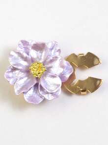 1pc Pearl Gardenia Flower Shirt Cuff Button Cover, Decorative Clothing Button - Mauve Purple - View 6