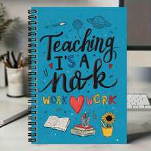 100-Page Spiral Notebook With Creative "Teaching Is A Heart & Key" Cover, Ideal For Learning Records, Daily Planning, Journaling. A Thoughtful Gift For Graduation, Birthday, And Work/Study Companion. - A - View 5