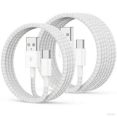2 szt. kabli USB A do USB C do transmisji danych, superszybki kabel ładujący typu C o mocy 60 W, pleciony kabel ładujący USB C z nylonu, kompatybilny z Apple 17 16 15/Plus/Pro/Pro Max, S26 S25 S24 S23 S22 S21 S20