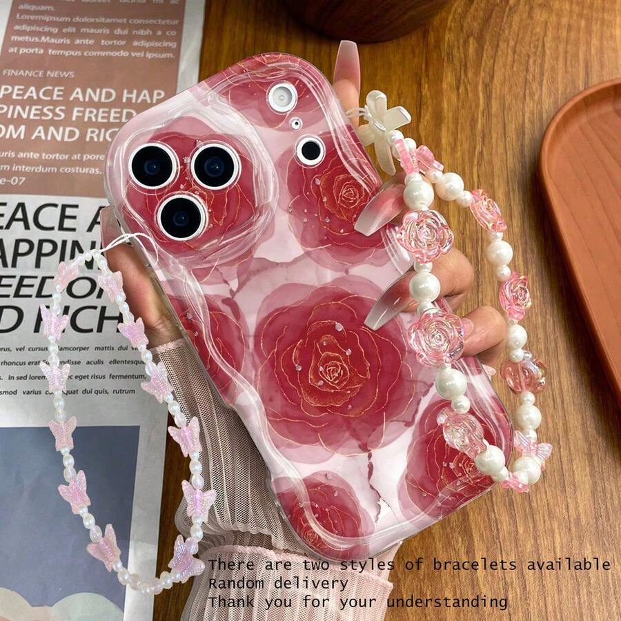 2件套（1个玫瑰印花防震手机壳+1条手工粉色串珠手链），兼容Galaxy S22/23/24/S25/A04/05/06/A07/A17/A14/A15/A16/A24/A25/A34、Note 7/8/9/10/11/12/13/14、9/10/12/13C/14C/A5、Honor X、HW、C53 C55。 - 透明殼 - 查看 1