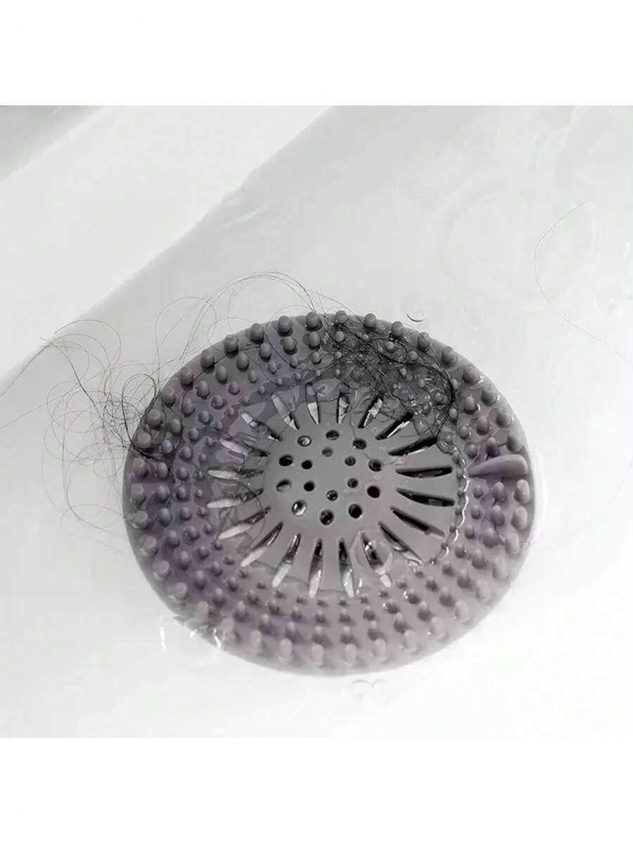 1个硅胶地漏过滤器，毛发收集器，淋浴地漏盖保护套，适用于浴室地漏、淋浴和厨房水槽 - 安装简便，可伸缩，白色和灰色可选，圆形设计带排水孔，非常适合浴室或厨房使用，毛发收集工具 | 穿孔设计 | 易于安装的过滤器，淋浴地漏毛发收集器 - 彩色 - 查看 1