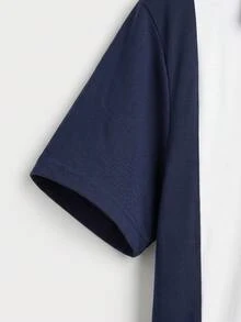 Men's Casual Colorblock Short Sleeve Polo T-Shirt - Navy Blue - View 4