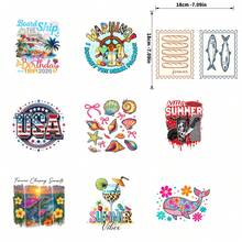 9PC DIY iron on transfers for tshirts,  Warning I Bought The Drink Package Usa Flag With Stars And Stripes Seashells And Starfish Killer Summer With Skull And Checkered Pattern Floral Whale Forever Chasing Sunsets Sunset Scene With Fish And Flowers Summer Vibes Cocktail And Palm Tree , Easy Heat Transfer for Clothing, T-Shirts, Jeans, Backpacks, Hats & Pillows,  Washable Stickers Perfect for Casual Style, Ideal Gift for Women and Men. - Zufälliger Stil - Übersicht 3