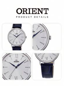 Orient Women's Movement Quartz Watch RA-QC1705S10B Silver Case White Dial Blue Leather Strap Slim Elegant Wristwatch - Chic Minimalist Lady Watch for Daily Wear Concert Festival Shopping Gift Girlfriend Valentine - 白色 - 查看 5