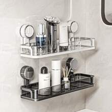 Suction Cup Bathroom Shelf, No Drilling Required Removable Bathroom Storage Rack, Max Load 15kg, Suitable For Bathroom And Kitchen - A - View 3