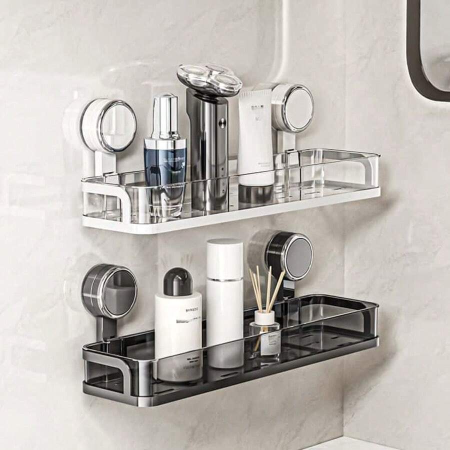 Suction Cup Bathroom Shelf, No Drilling Required Removable Bathroom Storage Rack, Max Load 15kg, Suitable For Bathroom And Kitchen - A - View 1