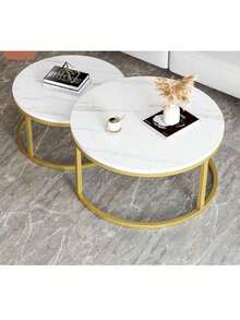 Luxury Small Coffee Table, Minimalist Modern Round Side Table For Small Living Room, Simplistic Design - White - View 3