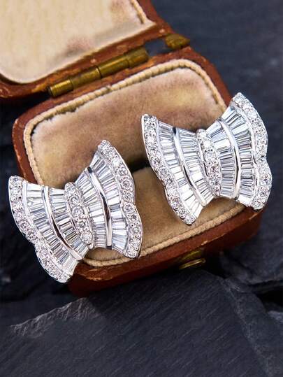 1 Pair Cubic Zirconia Stud Earrings, Suitable For Teens, Daily Wear, Party Decoration, Birthday Gift