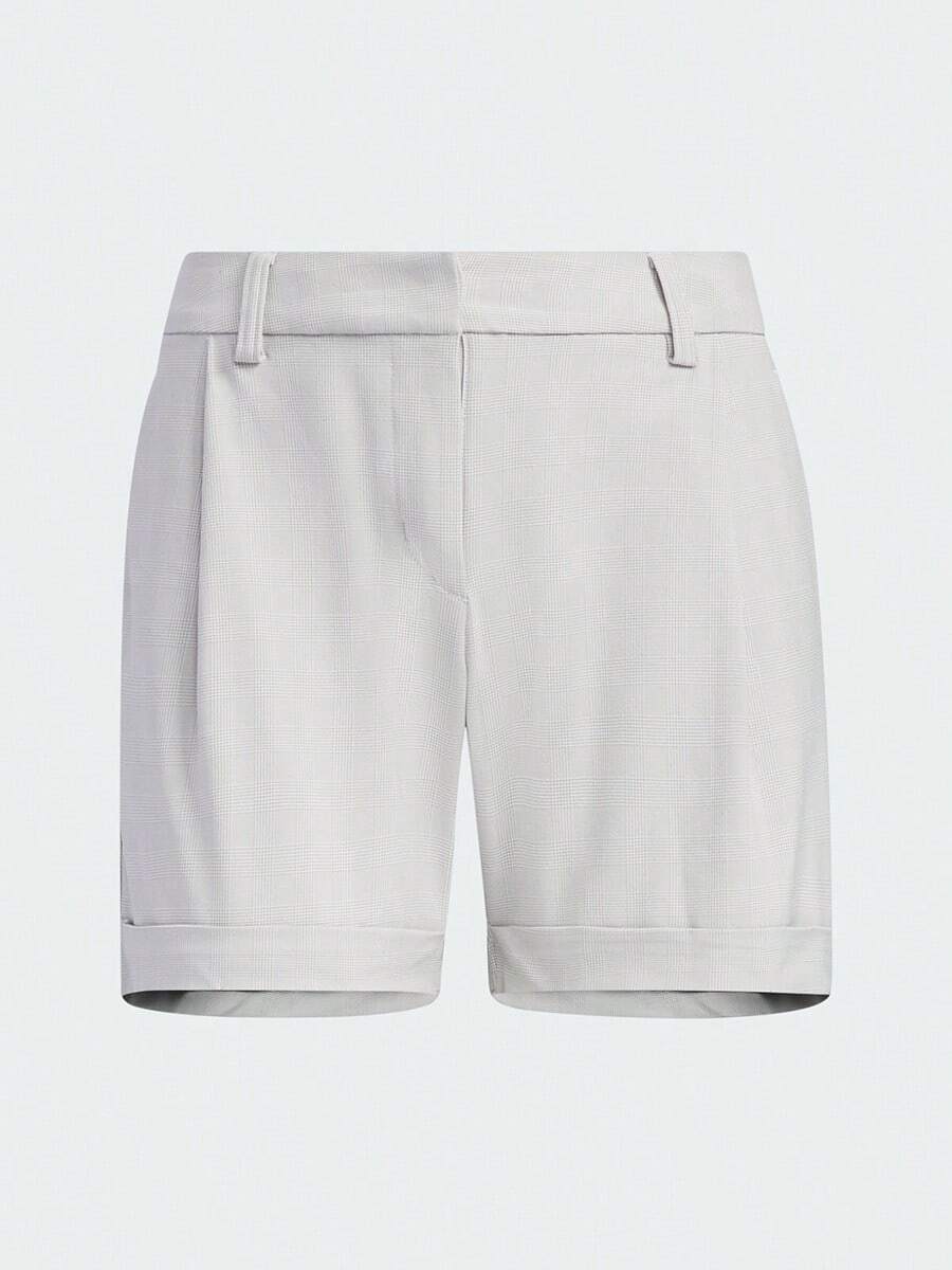 Adidas Golf Plaid Pattern Sports Shorts, Fashionable & Elegant Women's Pants IN6586 - White/light Gray - View 1