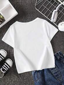 Mommy's Little Cowboy - Western Cowboy Boots Cartoon Print Short-Sleeve T-Shirt For Children And Babies, A Stylish And Casual Round-Neck Top Suitable For Boys And Girls To Wear All Year Round. - 白色4 - 查看 2