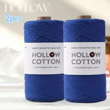 300g Sợi cotton rỗng dùng để móc thủ công các sản phẩm như túi xách, mũ, gối, 150g * 2 cuộn = 300g - Bông rỗng 2 trục - Xem 19