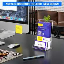 NIUBEE - Paquete de 6 soportes de acrílico para folletos de 4 pulgadas soporte transparente para folletos con soporte para tarjetas de visita de acrílico soporte de exhibición de volantes de plástico para revistas folletos menú revistas tarjetas de visita - Transparente - Ver 6