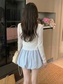 Áo khoác cardigan mỏng buộc dây dễ thương, thích hợp cho mùa xuân/hè. - trắng - Xem 4
