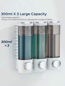 1pc Wall-Mounted Bathroom Soap Dispenser, Can Hold Shower Gel, Shampoo And Conditioner - Suitable For Hand Washing, Showering And Hair Care - With Pump Head Bottle And Soap Dispenser Tray, Hotel Style Drill-Free Wall-Mounted 3 PiecesSoap Dispenser Set, Suitable For Bathroom, Kitchen, Supermarket, Hotel And Restaurant. - 彩色 - 查看 8