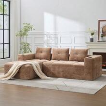 258 Cm Wide, Fully Folded L-Shaped Sofa With Three Cushions – A Classic, Minimalist And Comfortable Sofa, Perfect For Small Living Rooms And Apartments. - 棕色 - 查看 10