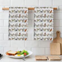 MEMNUN 2 chiếc khăn bếp in hình gà hoạt hình dễ thương, kích thước 15.75*23.62in (40*60cm), khăn lau tay và khăn lau bát đĩa siêu mềm làm từ sợi microfiber, thiết kế hình gà nông trại, quà tặng cho nhà bếp, nhà hàng, phù hợp cho mọi mùa. - Nhiều màu - Xem 6