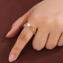 1 chiếc nhẫn nữ thiết kế lưới rỗng, đính đá Cubic Zirconia, quà tặng thường ngày. - Nhiều màu - Xem 11