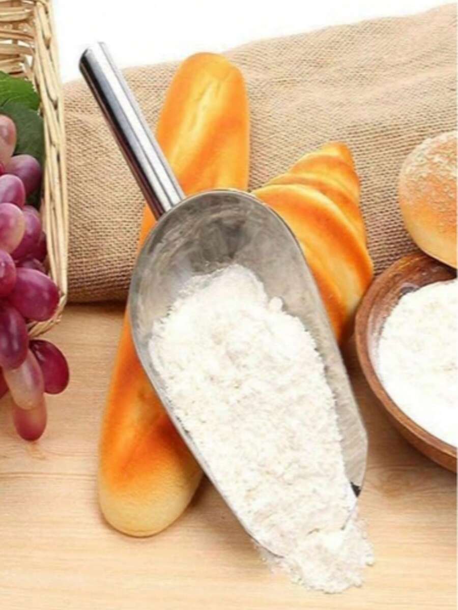 1pc Stainless Steel Round Mouth Food Scoop, Multi-Purpose Kitchen Practical Shovel, Durable Thickened Rice Scoop, Household Bean Candy Ice Cube Scoop, Portable Practical Kitchen Tool, Multi-Function Grain Dry Goods Scoop, Sturdy Wear-Resistant Ice Scoop, Convenient Food Storage Kitchen Supermarket Scoop, Easy To Clean Reusable Dry Goods Scoop, Multi-Purpose Ingredient Filling Snack Organizing Scoop