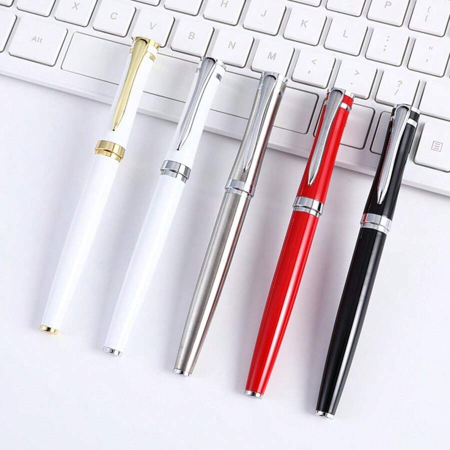 Bút bi kim loại cao cấp dành cho doanh nhân, bút ký logo tùy chỉnh với viền vàng/bạc, thích hợp làm quà tặng cho văn phòng. - 1 cái - Xem 1