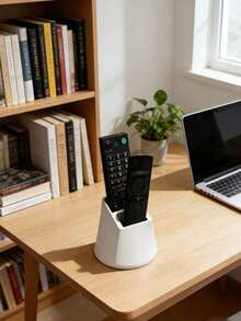 1/2pcs Black Or White Remote Control Holder, Holds 2 Remotes, Minimalist Black & White Design, Suitable For TV, Air Conditioner, Lighting Remotes And Office Supplies, Practical Desktop Storage Rack - View 6