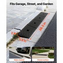 VEVOR Rubber Curb Ramp, 15 Tons Load Capacity, 50.8 Mm Rise Height Heavy Duty Rubber Threshold Ramp With Drainage Tank For Strollers, Motorcycles, Cars, Lawn Mowers & Trailers, 2 Pack - 2" Rise, 2 Pack - View 3