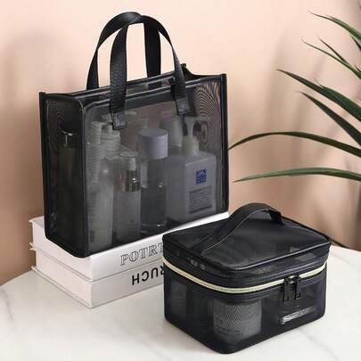 Túi đựng mỹ phẩm lưới nylon dung tích lớn, xách tay, túi đựng đồ dùng cá nhân, túi mua sắm và du lịch.