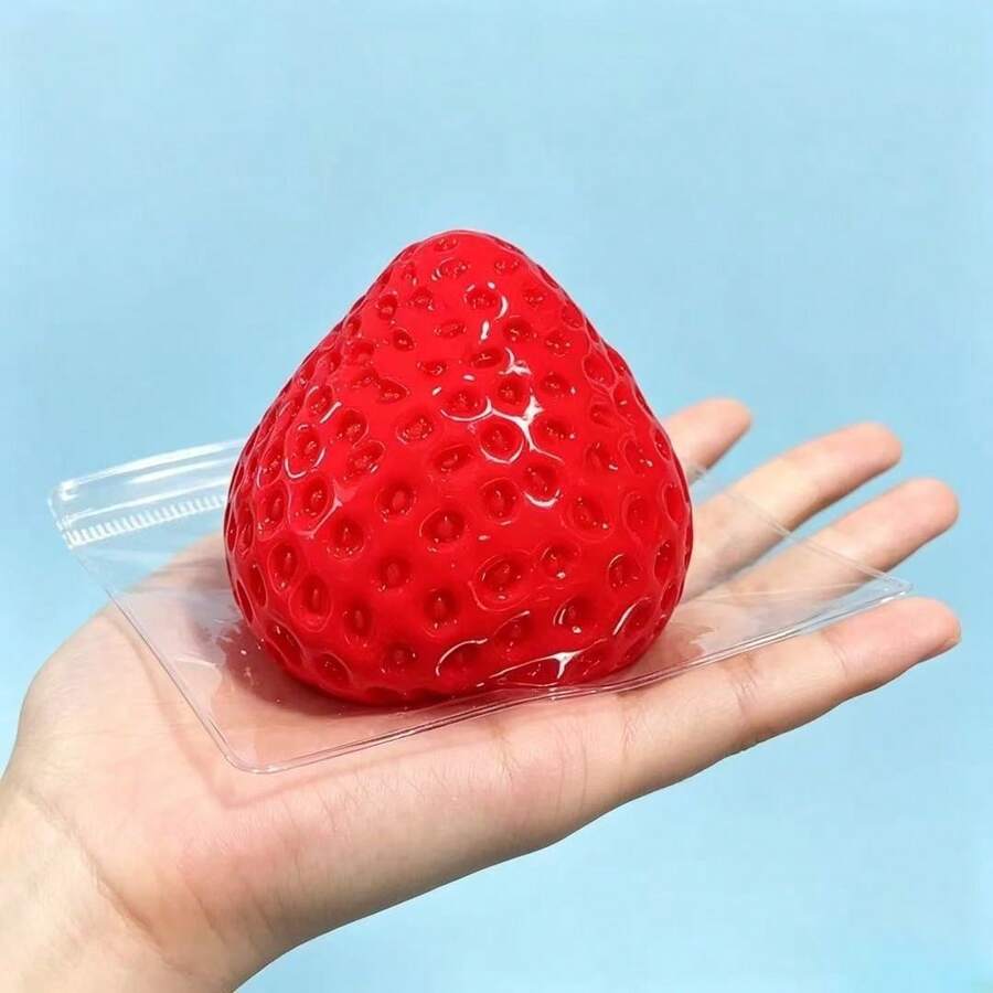 1 món đồ chơi bóp mềm hình quả dâu tây lớn bóng loáng, chất liệu silicon siêu mềm như bùn chín, đồ chơi bóp giảm áp lực với độ đàn hồi chậm. - Một cỡ - Xem 1