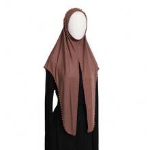 Women's Solid Color Simple Versatile Muslim Jersey Instant Hijab, Pullover Hijab For Quick And Easy Wear, Breathable Elastic Beaded Sweatshirt Fabric Muslim Headscarf, New Spring/Summer Style - Multicolor - View 16