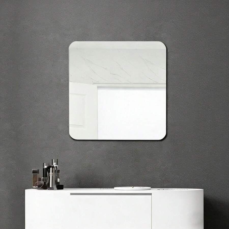 Espelho de acrílico quadrado grande de 40 cm (1/2/3/4 peças), sem necessidade de furar, autoadesivo, ideal para aluguel, dormitório, casa e maquiagem.