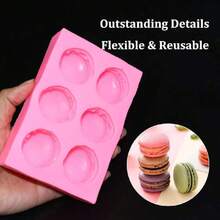 6-Cavity Biscuit Silicone Baking Mold 3D Macaroon Cookie Chocolate Candy Fondant Mold Macaron Cake Baking Mold For Cake Dessert Decor,45446402 - Nhiều màu - Xem 5