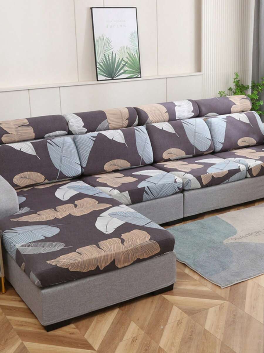 1 pieza Funda de cojín de asiento de sofá con estampado elástico, Funda de sofá seccional en forma de L, Funda de cojín de respaldo de sofá lavable y separable, Adecuado para protección contra el polvo de muebles
