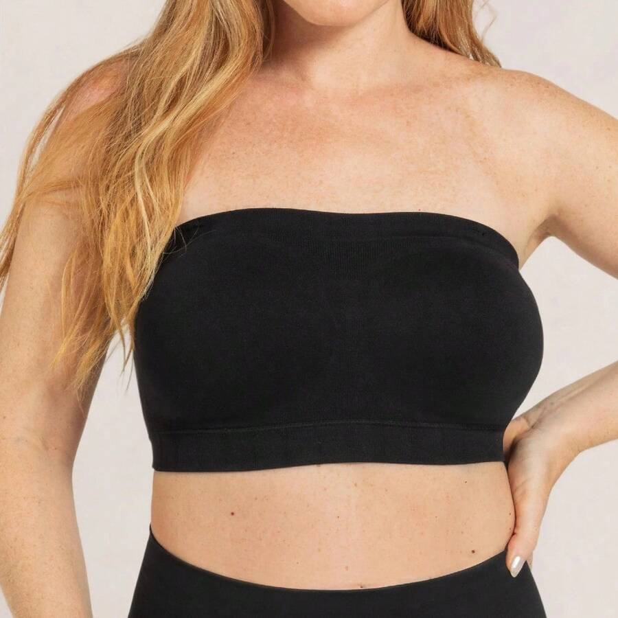 [Free Shipping]  Truekind Convertible Strapless Bandeau Bra With Wireless Comfort, Anti-Slip Grip & Removable Straps - Black - View 1